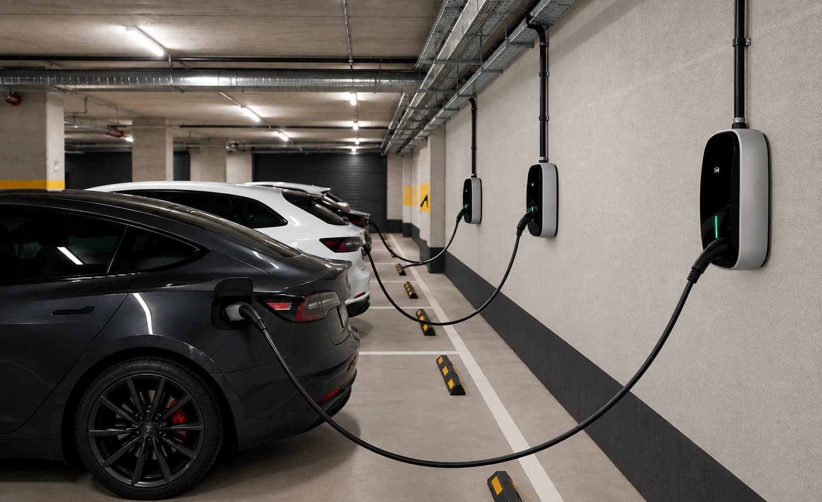 Dobíjecí stanice pro elektromobily v garážích bytového domu